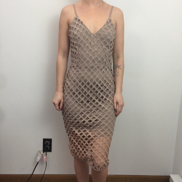 Missguided Dresses & Skirts - Missguided Tan Mesh Ombre Midi Bodycon Dress